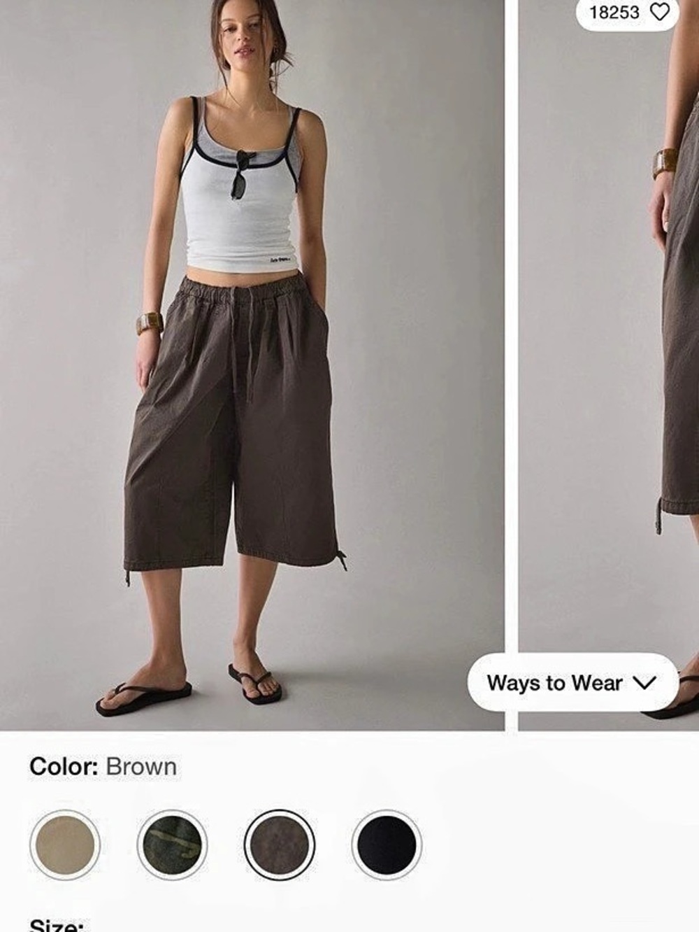 BDG Bobbi Cropped Baggy Pull-On Pants Wide Leg Brown - Picture 2 of 3